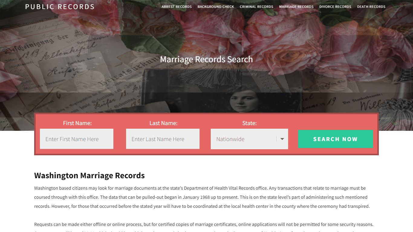 Washington Marriage Records | Enter Name and Search. 14Days Free